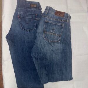 Lucky Brand Relaxed Fit Dark and Light Blue Jeans, double levis size 13